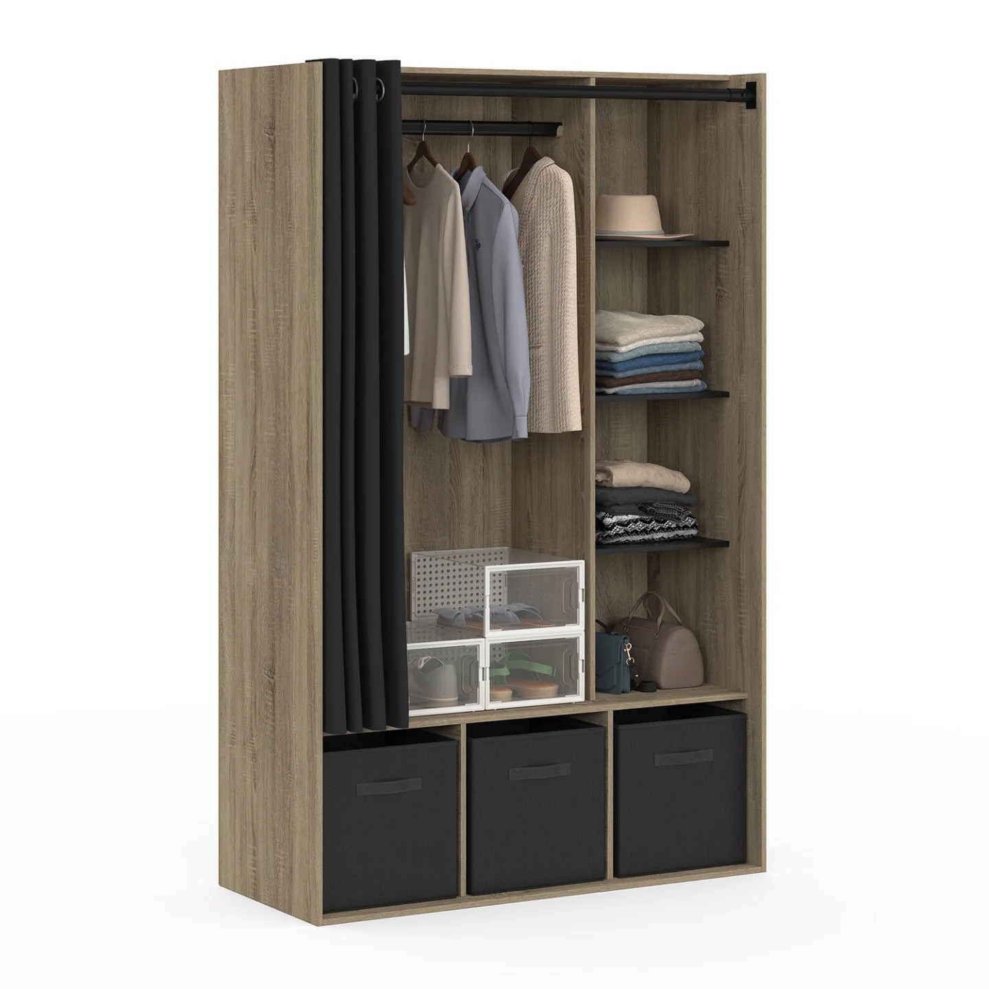 Dressing penderie DIANE anti-désordre avec bacs de rangement