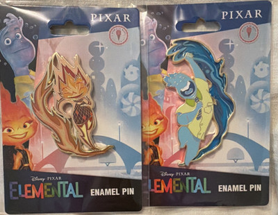 PALM Pixar Disney Elemental Ember & Wade Enamel Pin Set 