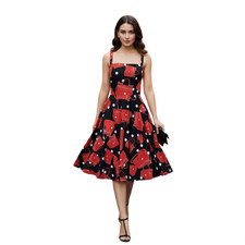 Dolce & Gabbana Black Red Bag Print A-line Mid Length Dress -   Size IT36 (XXS)