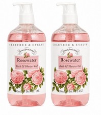 NEW Set Of 2 CRABTREE EVELYN ROSEWATER Bath Shower Gel large 16.9oz/500ml