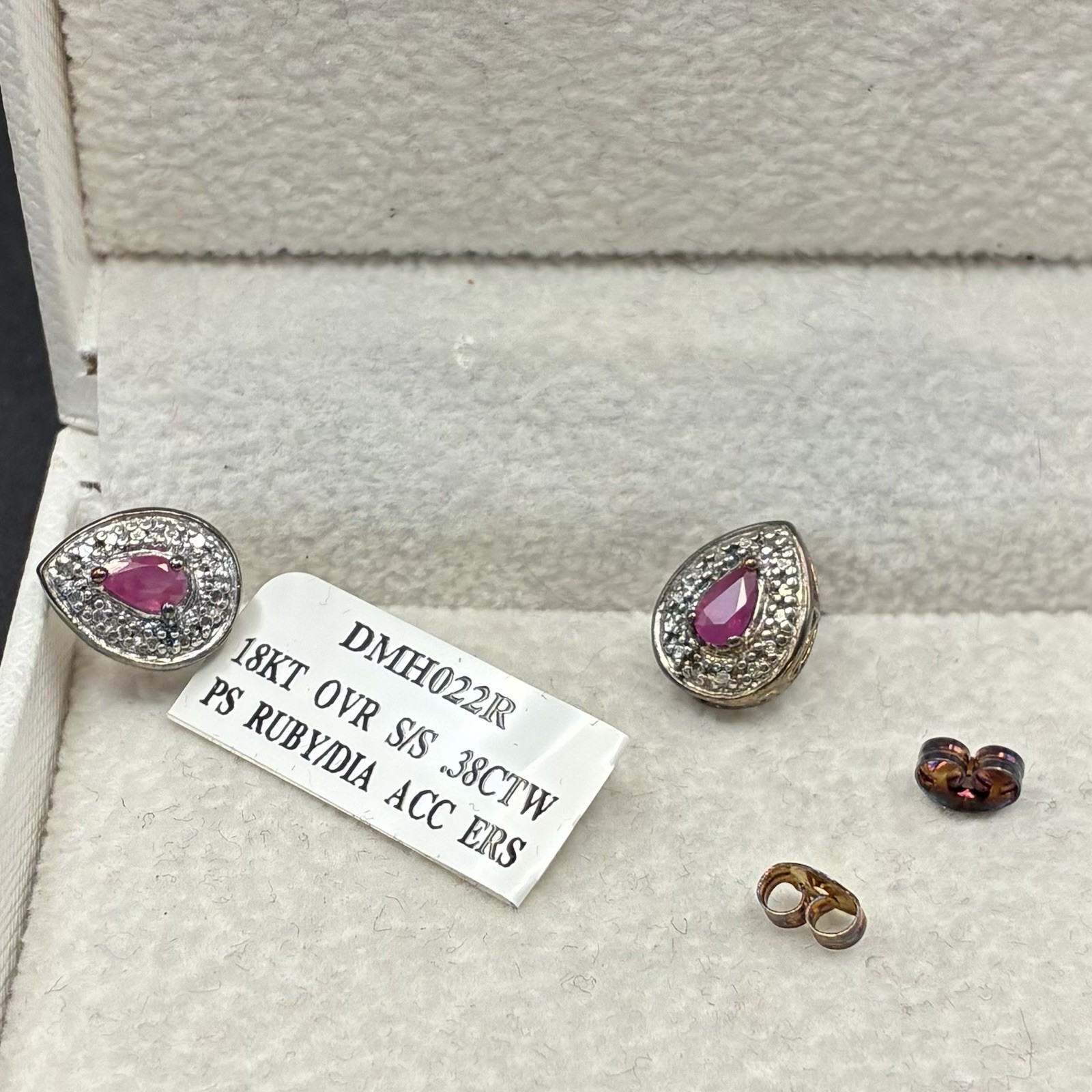 Never Worn, Ruby & Diamond Teardrop Shape Post Ea… - image 11