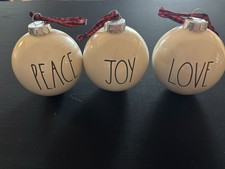 Rae Dunn Artisan Collection Glass Christmas Ornaments Set Of 3