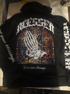 RGSTR Blessed Men s Black Hoodie Graphic Sweatshirt  Size XL Count Blessings
