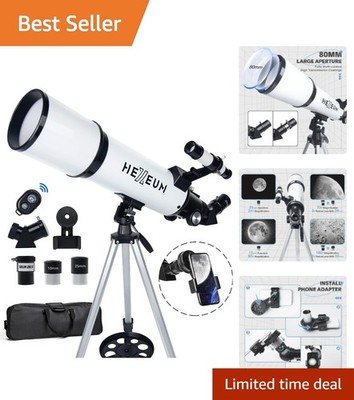 600mm Focal Length Telescope with 80mm Aperture & 5x24 Finder Scope - Easy Setup