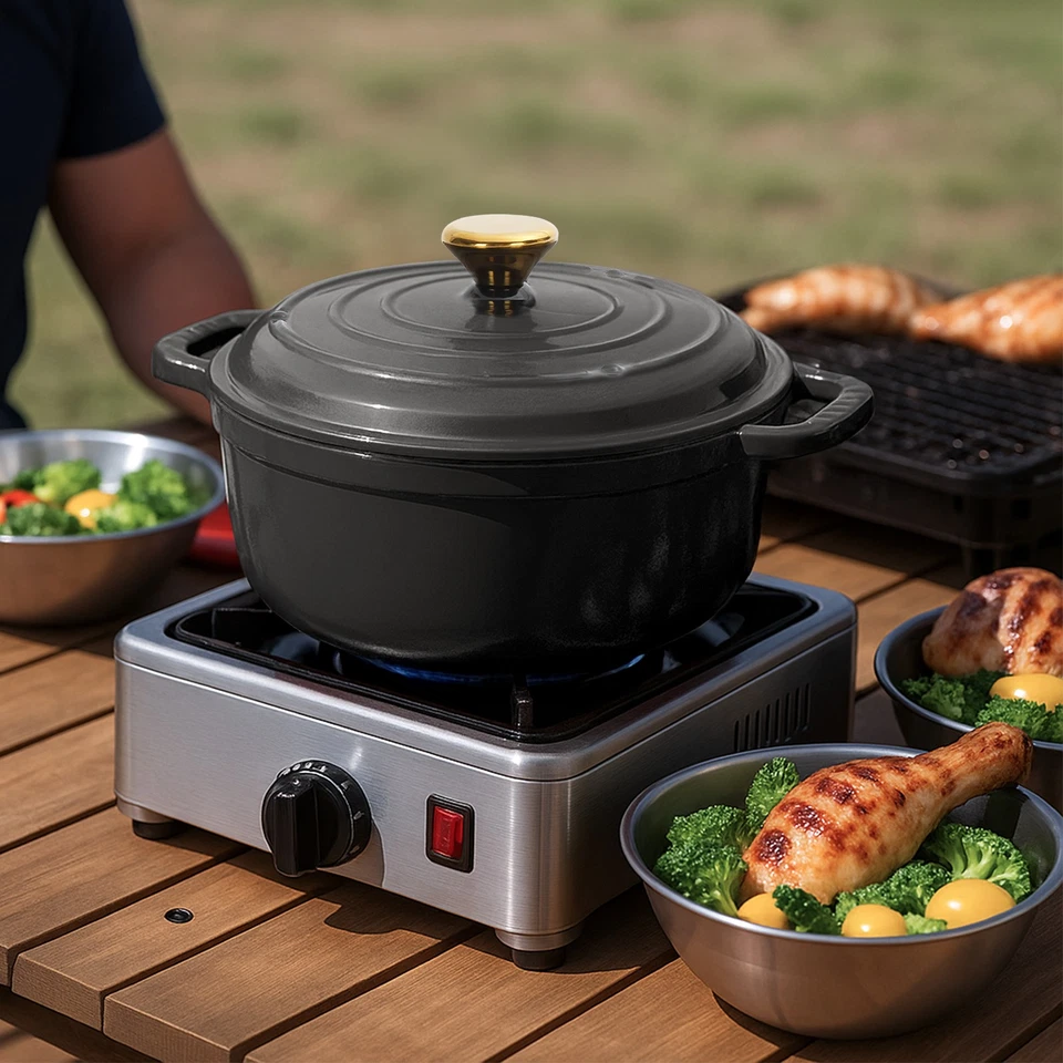 5QT Dutch Oven Enameled Cast Iron Bread Oven with Lid for Sourdough Baking - Image 4 of 4