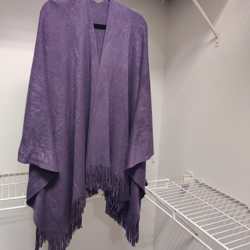 Damen lila Strickjacke Cape Tücher vorne offen Cardigan Pullover Wickelponcho - Bild 2 von 10