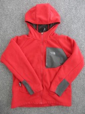 The North Face Jacket Boys Medium 10/12 Red Hooded Fleece Full Zip Lined Coat