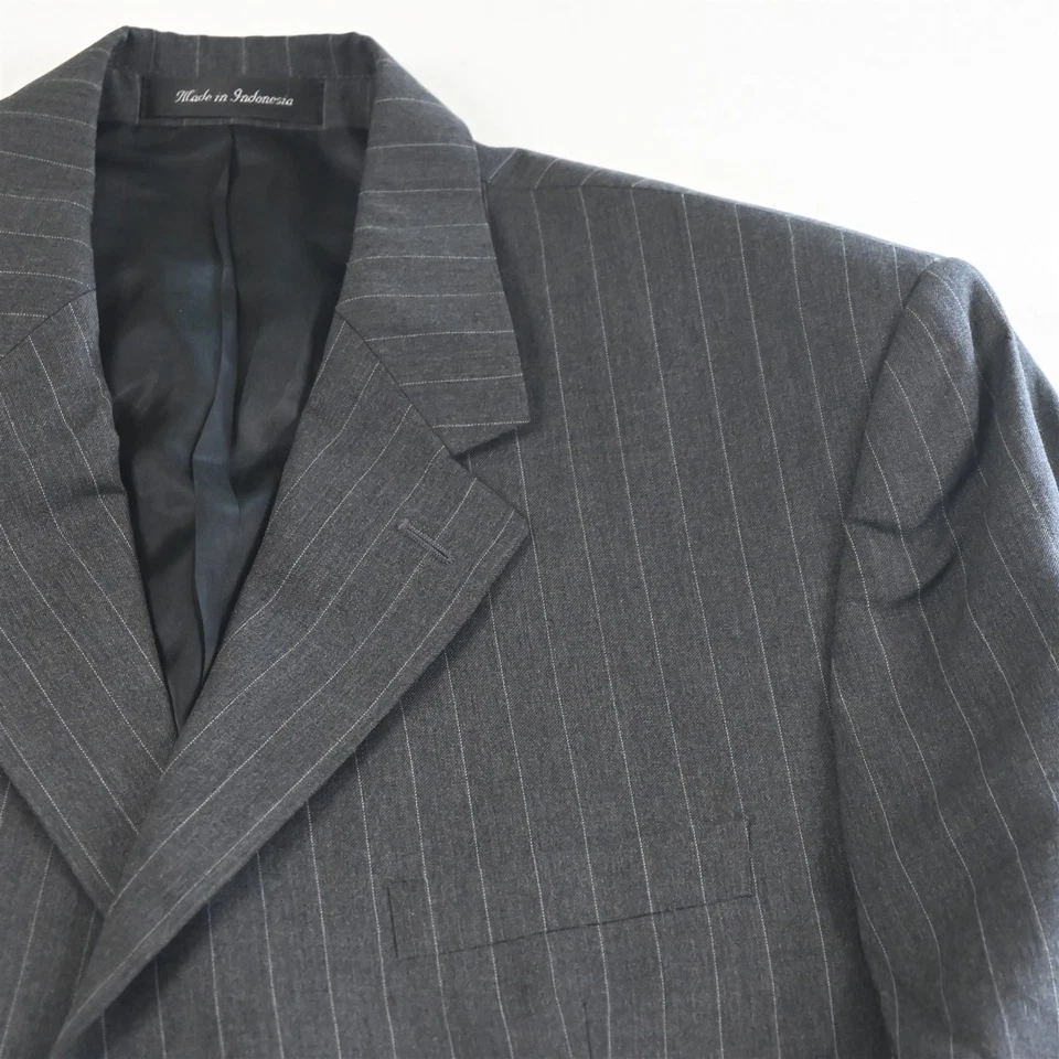 Chaqueta Pantalones Traje Chaps Ralph Lauren 42L 36x32 Gris Rayas 100% Lana Para Hombre Foto 3 de 4