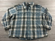 Eddie Bauer Mens 2XL Classic Fit Flannel Shirt Blue Gray Plaid Button Down