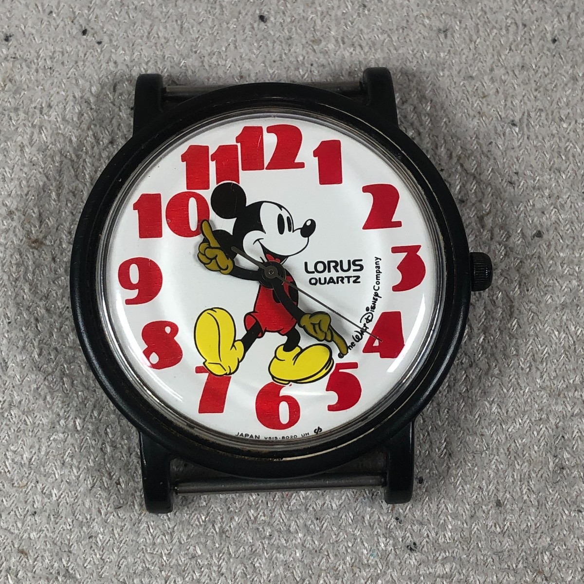 Vintage Mickey Mouse Lorus Disney Quartz V515-8030 Black Watch for