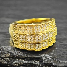 Diamond Gold Plated Ring Sterling Silver Size 7