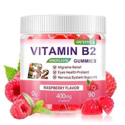 Vitamin B2 Gummies Riboflavin 400mg 1 Count (Pack of 90), Raspberry