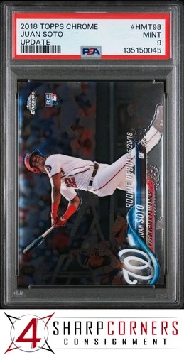 2018 TOPPS CHROME UPDATE #HMT98 JUAN SOTO RC NATIONALS PSA 9