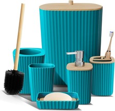 Clara Clark Bathroom Set - Teal Bathroom Accessories Set, 6PC Bathroom Access