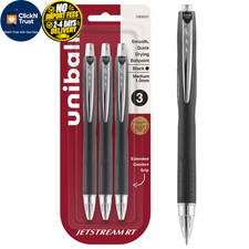 uni-ball Jetstream RT Ballpoint Pens, Bold 3 Count Pack of 1 , Black/Silver