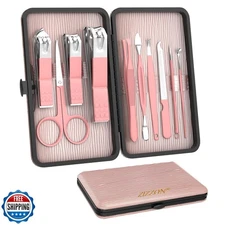 ZIZZON Travel Mini Manicure Set Nail Clipper Set 10 in 1 Stainless Steel Pedi