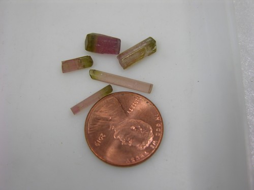 5.85ct Afghan 100% Natural 5 Miniature Green Top Pink Tourmaline Crystals 8-16mm