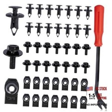 45PCS Engine Under Cover Splash Shield Guard Body Bolts Screws Black 