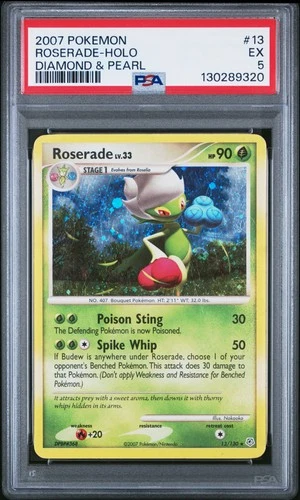 2007 POKEMON DIAMOND & PEARL #13 ROSERADE-HOLO PSA 5