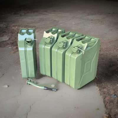 #ad #ad LOT 4 NATO Green 5 Gallon Jerry Can Gasoline Transfer Refill Steel Tank w Nozzle $189.99