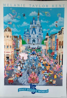 1987 MELANIE TAYLOR KENT WALT DISNEY WORLD 15 YEAR ANNIVERSARY POSTER PRINT