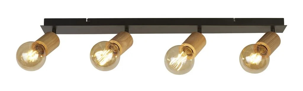 Spot Light Black Spinny 4 Bar Matt & Natural Searchlight 50211-4NA