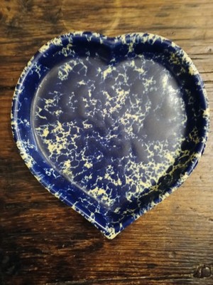 Bennington pottery blue agate Heart Tray, 8 Inch.