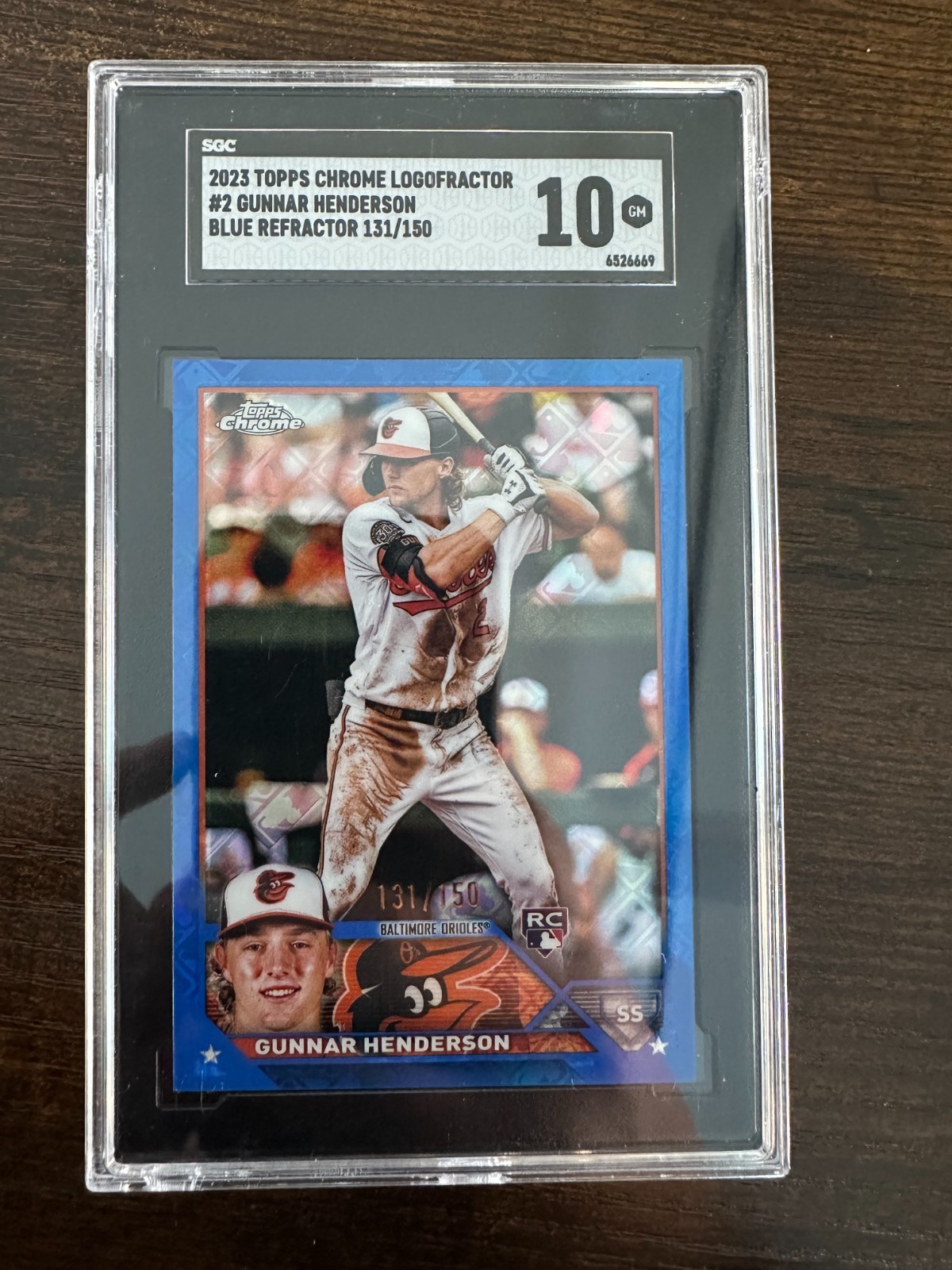 2023 Topps Chrome Logofractor Gunnar Henderson #2 Blue Refractor /150 SGC 10