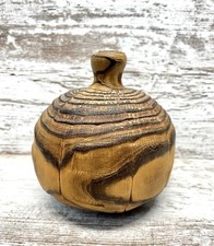 Vintage R. Cumpston Signed Wood Turned Flamed Vase Wooden Flower Pot RARE 