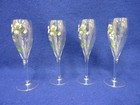 PERRIER JOUET CHAMPAGNE FLUTE HAND PAINTED PINK ANEMONE FLOWERS SET OF 4 — photo 2