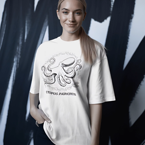 Camiseta pulpo pulpo mujer estampado vintage biología marina naturaleza retro top nuevo - Vídeo 1 de 1