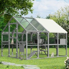 Large Catio Outdoor Cat Enclosure Wooden Cat House with 7 Platforms Resting Box