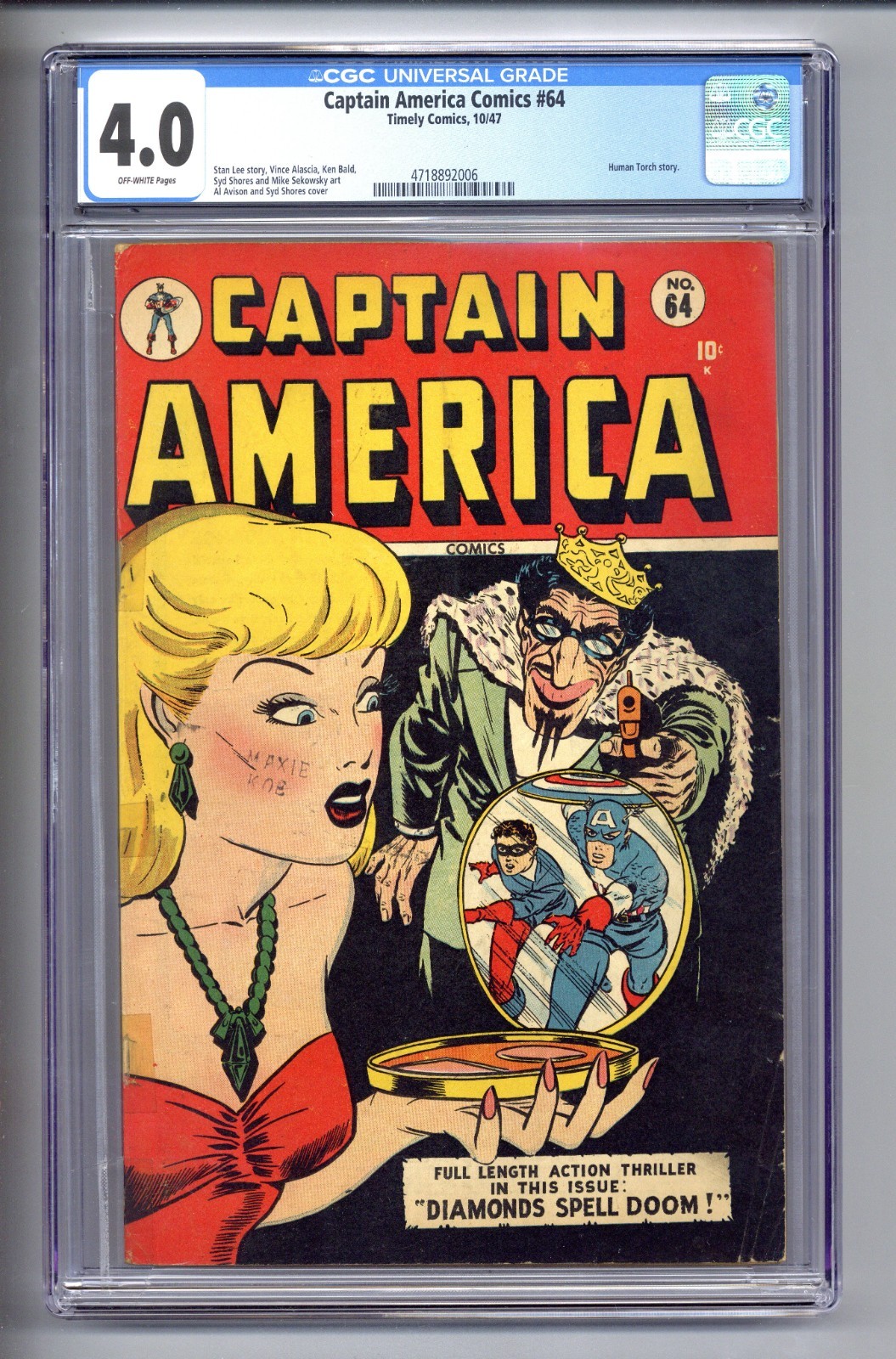 Captain America Comics 64 (CGC 4.0) Human Torch story 1947 Timely