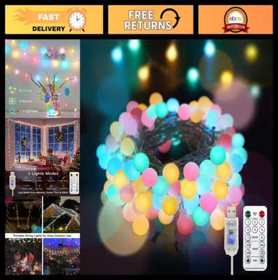 33ft 100 LED USB Pastel Easter String Lights with Timer - Indoor/Outdoor Decor