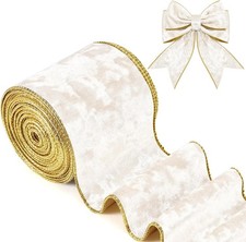Riceshoot Christmas 4 Inch Velvet Ribbon 10 Yards Ivory Wide 4 Inch, 