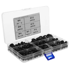 260 Pcs Black Rubber Grommet Assortment For Wire Pass Through Electrical Use