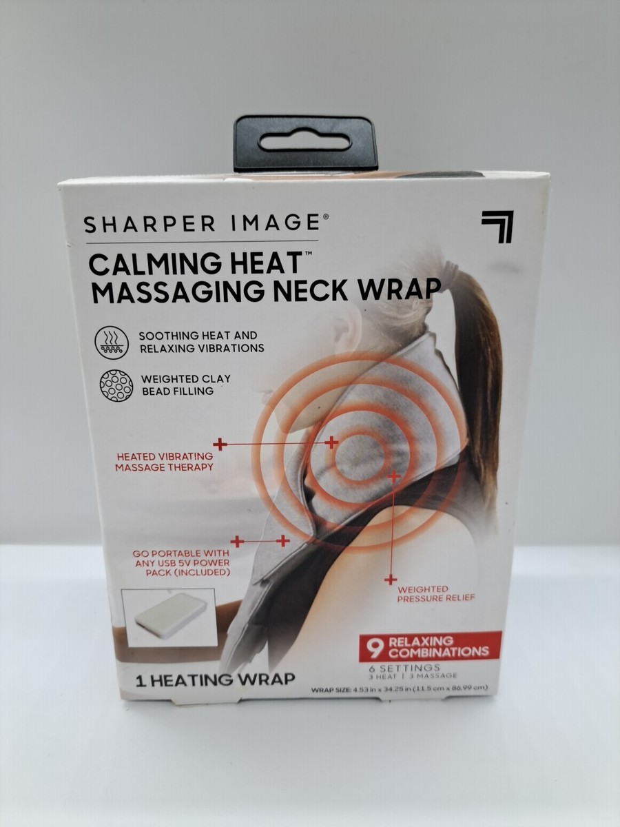 Sharper Image Electric Portable Calming Massaging Heat Neck Wrap Auto Shut  Off