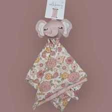 MilkBerry Milk Berry FLORAL ELEPHANT Lovey Security Blanket Baby Toy Bamboo