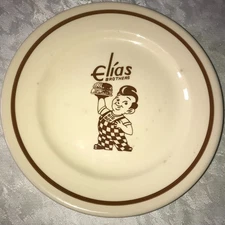 HTF Rare STERLING China ELIAS Brothers BIG BOY Restaurant CARTOON Logo 8" PLATE