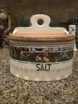 Vintage Czechoslovakian Salt Cellar Farm Scene Farmhouse Kitchen Cottagecore