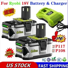 1/2PACK 18V 8.0Ah Li-ion Battery For RYOBI P108 ONE PLUS RB18L26 12.0AH/Charger
