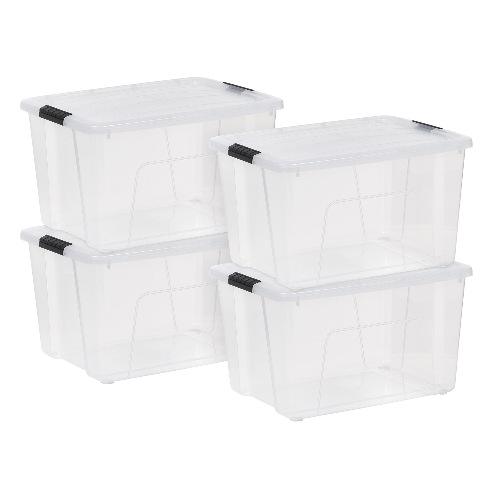 60 Qt Stackable Storage Bins with Lids - 4 Pack Totes for Organized Spaces