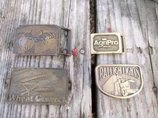 Raleigh Lights Belt Buckle Semi Truck Trucker Pewter Vintage