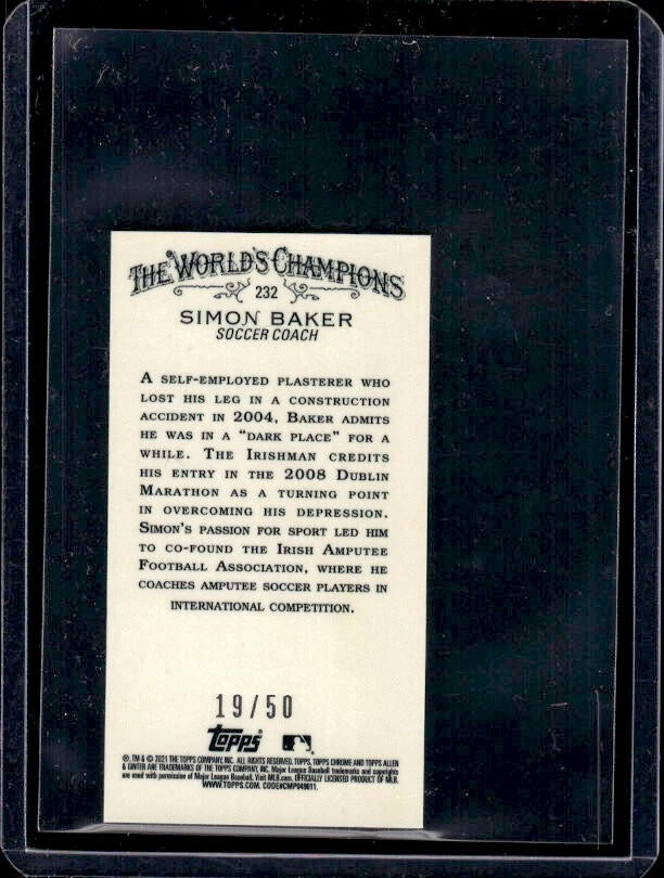 2021 Topps Allen&Ginter's Chrome Simon Baker Mini Gold Refractor /50 - Image 2 of 2