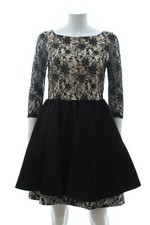 Alice + Olivia Pleated Lace Dress / Black / RRP