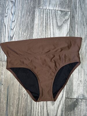 Next Swimwear Bottom Women's Sz M Brown Dark Bikini Roll Over Waist Stretch