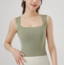 S M L Camisole Seamless Bra W/ Chest Pad Outer Wear Tank Top Wear For Women NEW