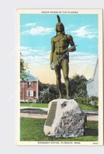 PPC Postcard MA Massachusetts Plymouth Massasoit Statue Indian Friend Of The Pil