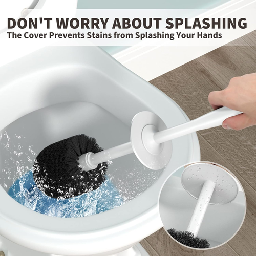 Toilet Brush and Holder 2 Pack, Toilet Bowl Brush with Extra Long Handle, Toilet - Picture 3 of 7
