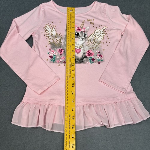 365 Kids by Garanimals Pink Long Sleeve Graphic Long Sleeve Top Girl's Size 7 - Picture 3 of 5